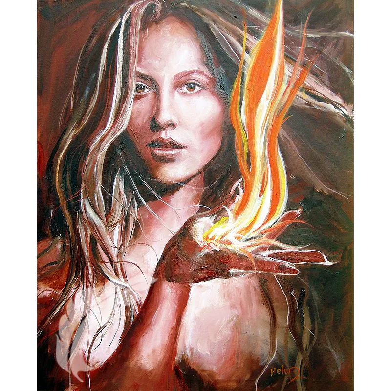 The Goddess Bridgid/Bridget - The Offering - Celtic Wheel Goddess Paintings - Mythical Art Helen O'Sullivan Milltown Kerry Ireland