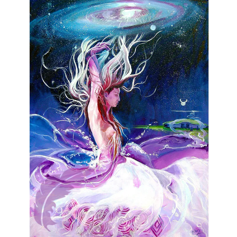 The Goddess Boann - Dance of Delight - Celtic Wheel Goddess Paintings - Mythical Art Helen O'Sullivan Milltown Kerry Ireland
